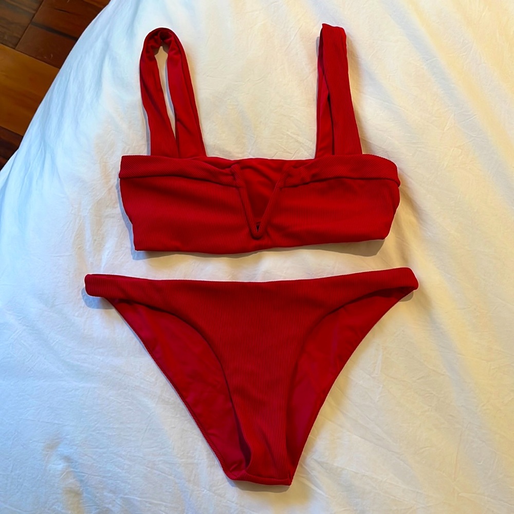 Bikini! Brand is l*space. Small top, Medium bottom. Color is red.